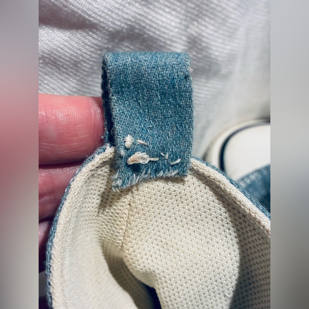 Denim High-Top Sneakers with White Laces, Lug Soles, Platforms, sz JP225/US 5 - Picture 10 of 12